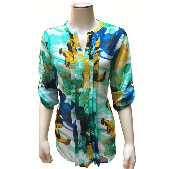 Calvin Klein Tops - Calvin Klein Floral Print Sheer Tunic Blouse with Lining Size M